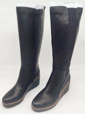 Naturalizer SOUL Adrian Knee High Wedge Boots 8.5 Dark Brown